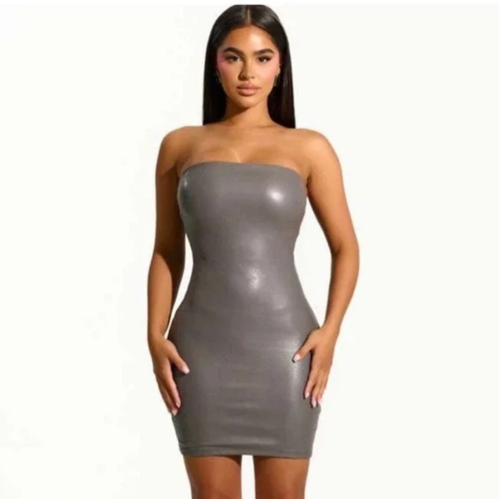 Naked Wardrobe Faux Leather Tube Mini Dress S SOLD OUT